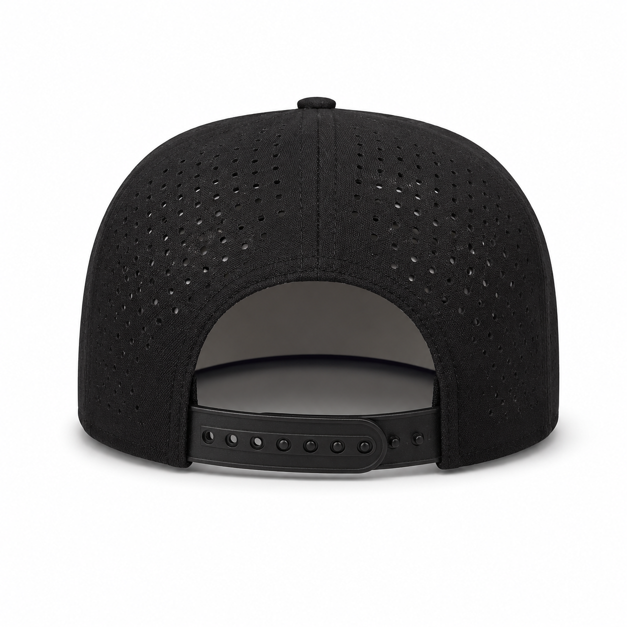 Back view of the 533FL adjustable 5 panel laser perforated snapback cap