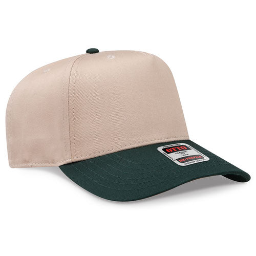 OTTO 31-069 5 Panel Structured Snapback Cap Dark Green Khaki
