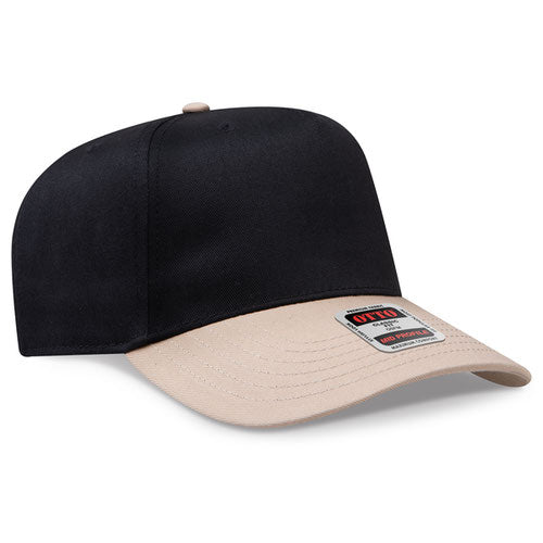 OTTO 31-069 5 Panel Structured Snapback Cap Khaki Black