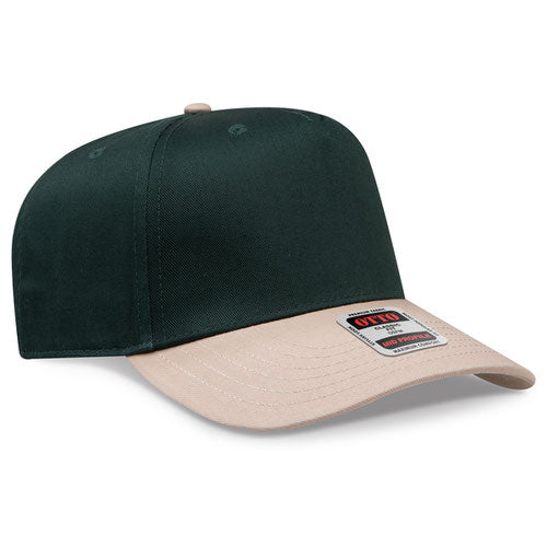 OTTO 31-069 5 Panel Structured Snapback Cap Khaki Dark Green