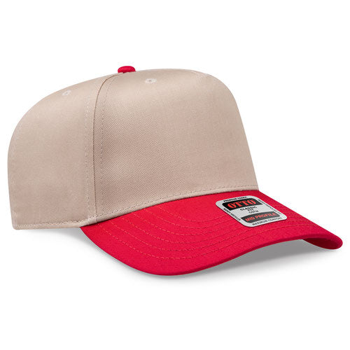 OTTO 31-069 5 Panel Structured Snapback Cap Red Khaki
