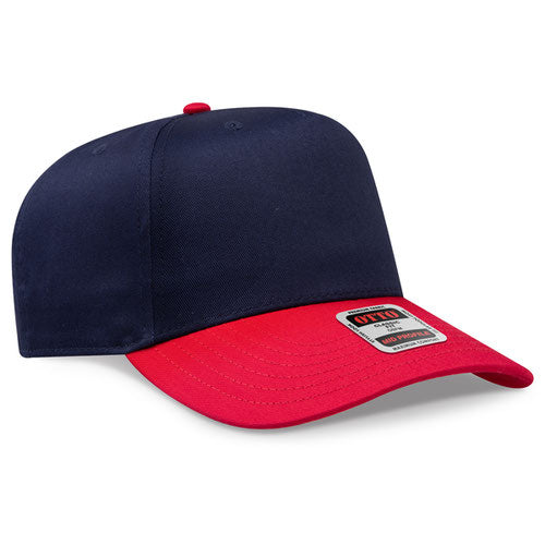 OTTO 31-069 5 Panel Structured Snapback Cap Red Navy