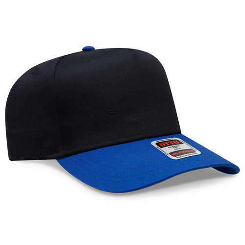 OTTO 31-069 5 Panel Structured Snapback Cap Royal Black
