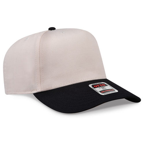 OTTO 31-069 5 Panel Structured Snapback Cap Black Natural