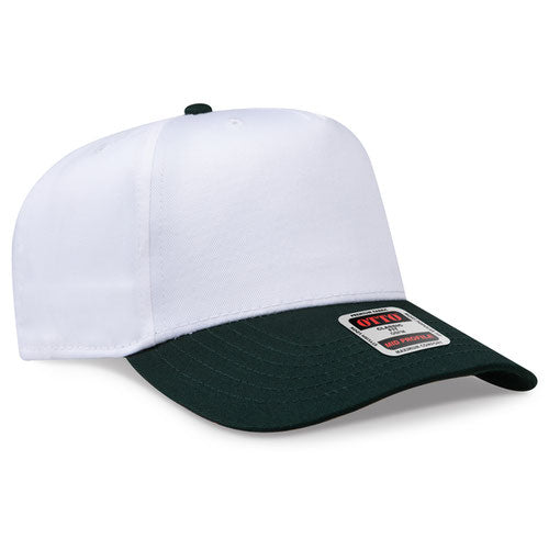 OTTO 31-069 5 Panel Structured Snapback Cap Dark Green White
