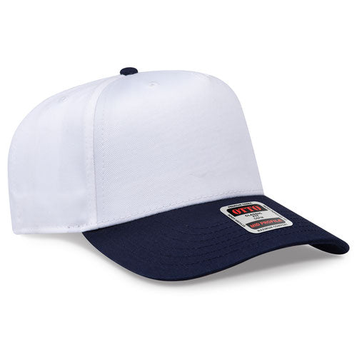 OTTO 31-069 5 Panel Structured Snapback Cap Navy White