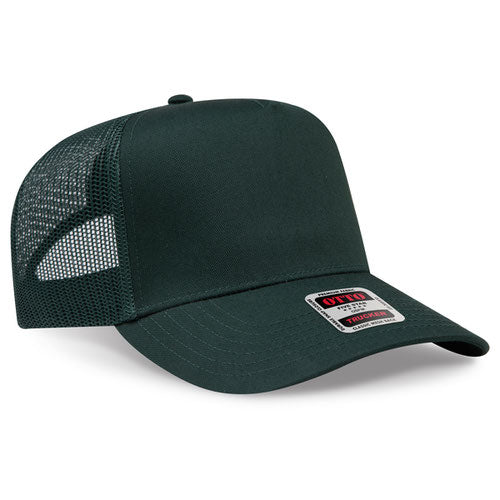 OTTO 32-285 5 Panel Structured Mesh Back Snapback Cap Dark Green