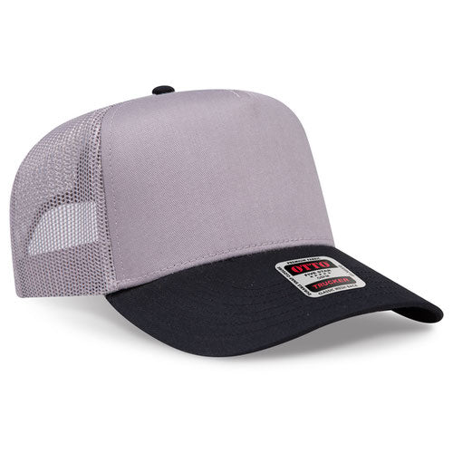 OTTO 32-285 5 Panel Structured Mesh Back Snapback Cap Black Dark Grey