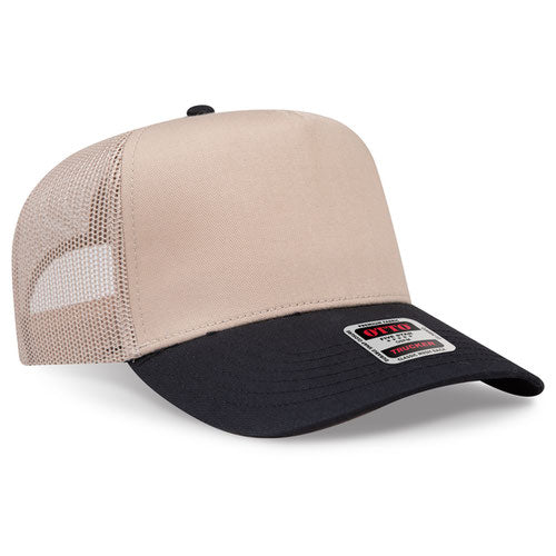 OTTO 32-285 5 Panel Structured Mesh Back Snapback Cap Black Khaki