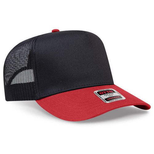 OTTO 32-285 5 Panel Structured Mesh Back Snapback Cap Red Black