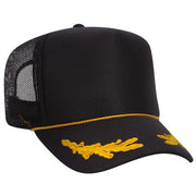 OTTO 39-165 sponge foam mesh back trucker hat - Black / Gold