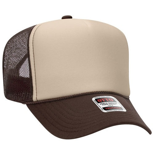 OTTO 39-165 sponge foam mesh back trucker hat - Beige / Brown
