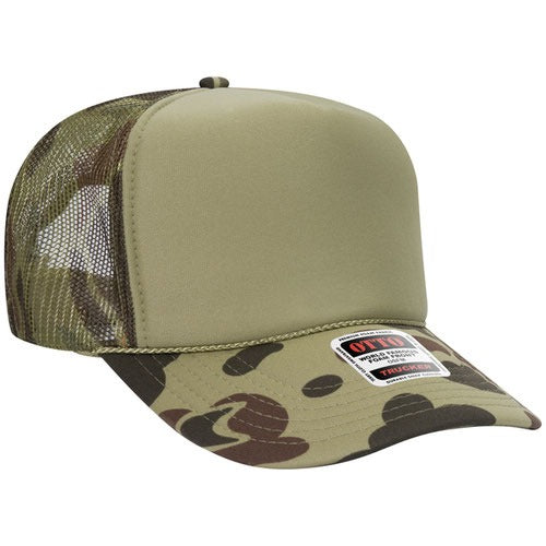 OTTO 39-165 sponge foam mesh back trucker hat - Khaki / Camo