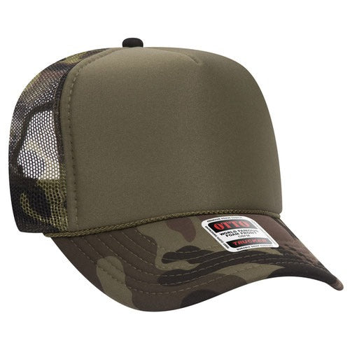 OTTO 39-165 sponge foam mesh back trucker hat - Olive / Camo