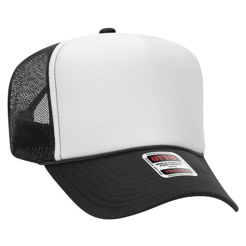 OTTO 39-165 sponge foam mesh back trucker hat - White / Black