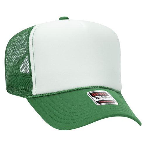 OTTO 39-165 sponge foam mesh back trucker hat - White / Green