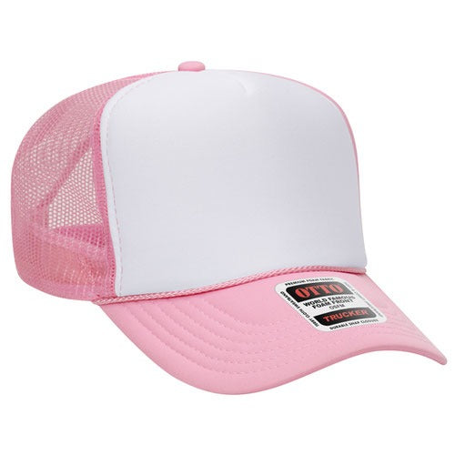 OTTO 39-165 sponge foam mesh back trucker hat - White / Light Pink