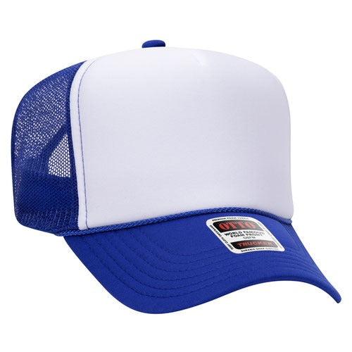OTTO 39-165 sponge foam mesh back trucker hat - White / Royal