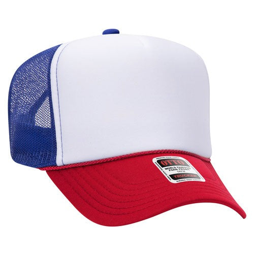 OTTO 39-165 sponge foam mesh back trucker hat - Red / White / Royal