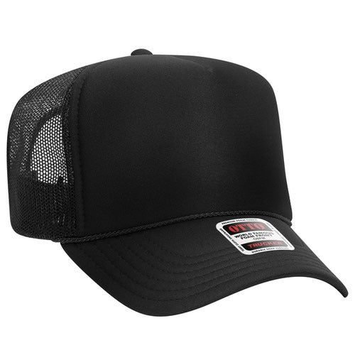 OTTO 39-165 sponge foam mesh back trucker hat - Black