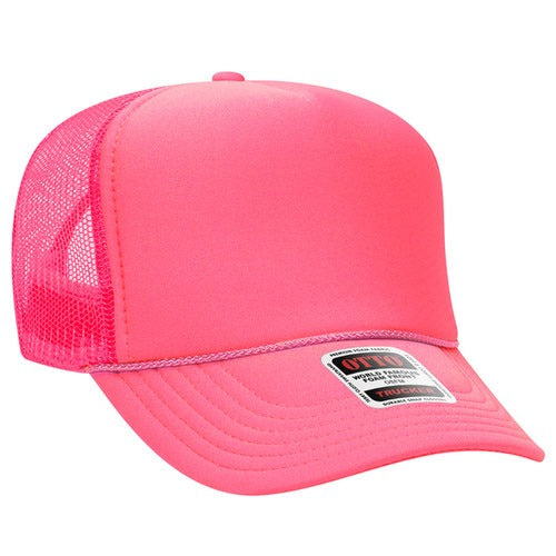 OTTO 39-165 sponge foam mesh back trucker hat - Neon Pink