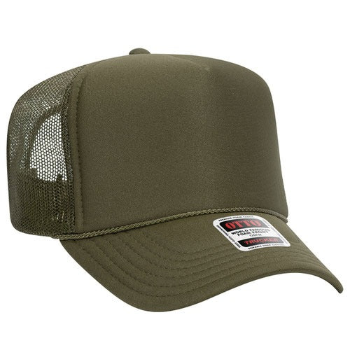 OTTO 39-165 sponge foam mesh back trucker hat - Olive