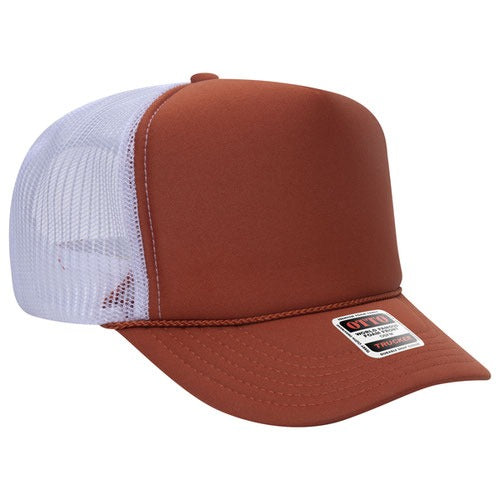 OTTO 39-165 sponge foam mesh back trucker hat - Texas Orange / White