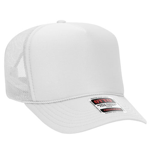 OTTO 39-165 sponge foam mesh back trucker hat - White