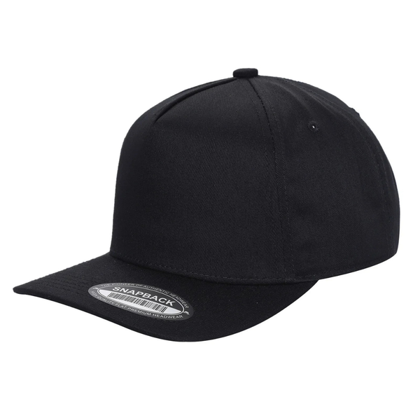 500 5 Panel Structured Snapback Cap Black