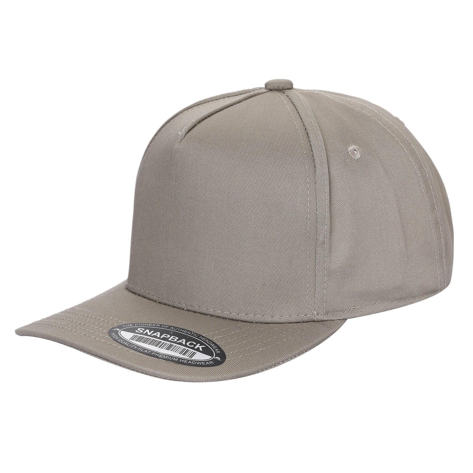 500 5 Panel Structured Snapback Cap Khaki