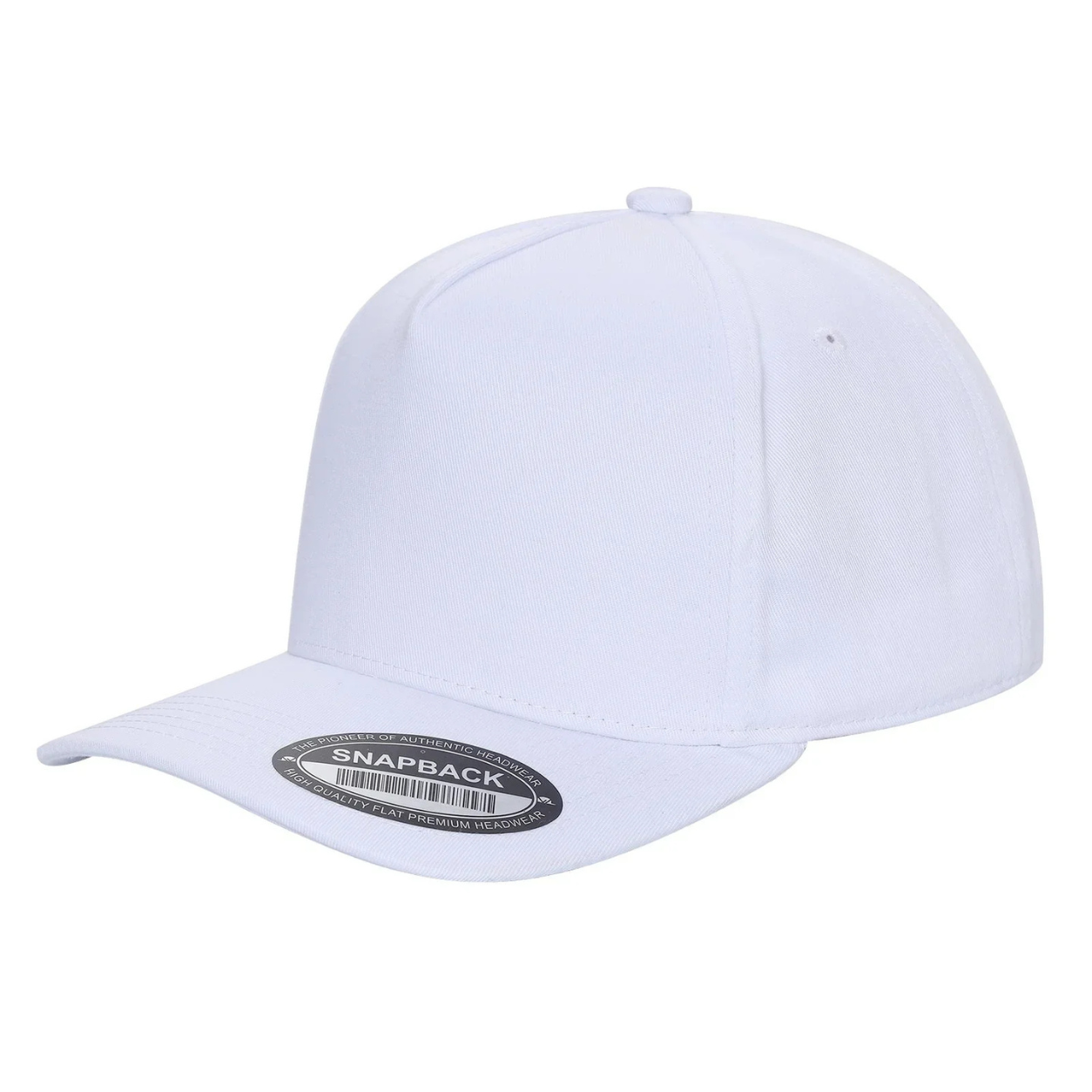 500 5 Panel Structured Snapback Cap White