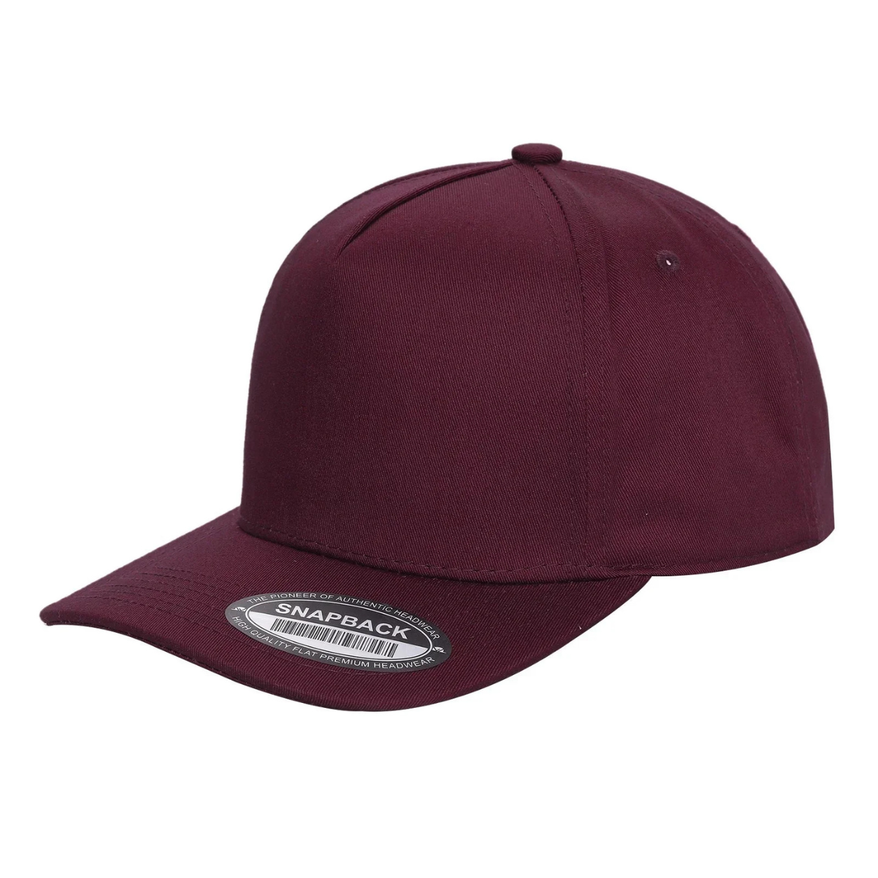 500 5 Panel Structured Snapback Cap Wine