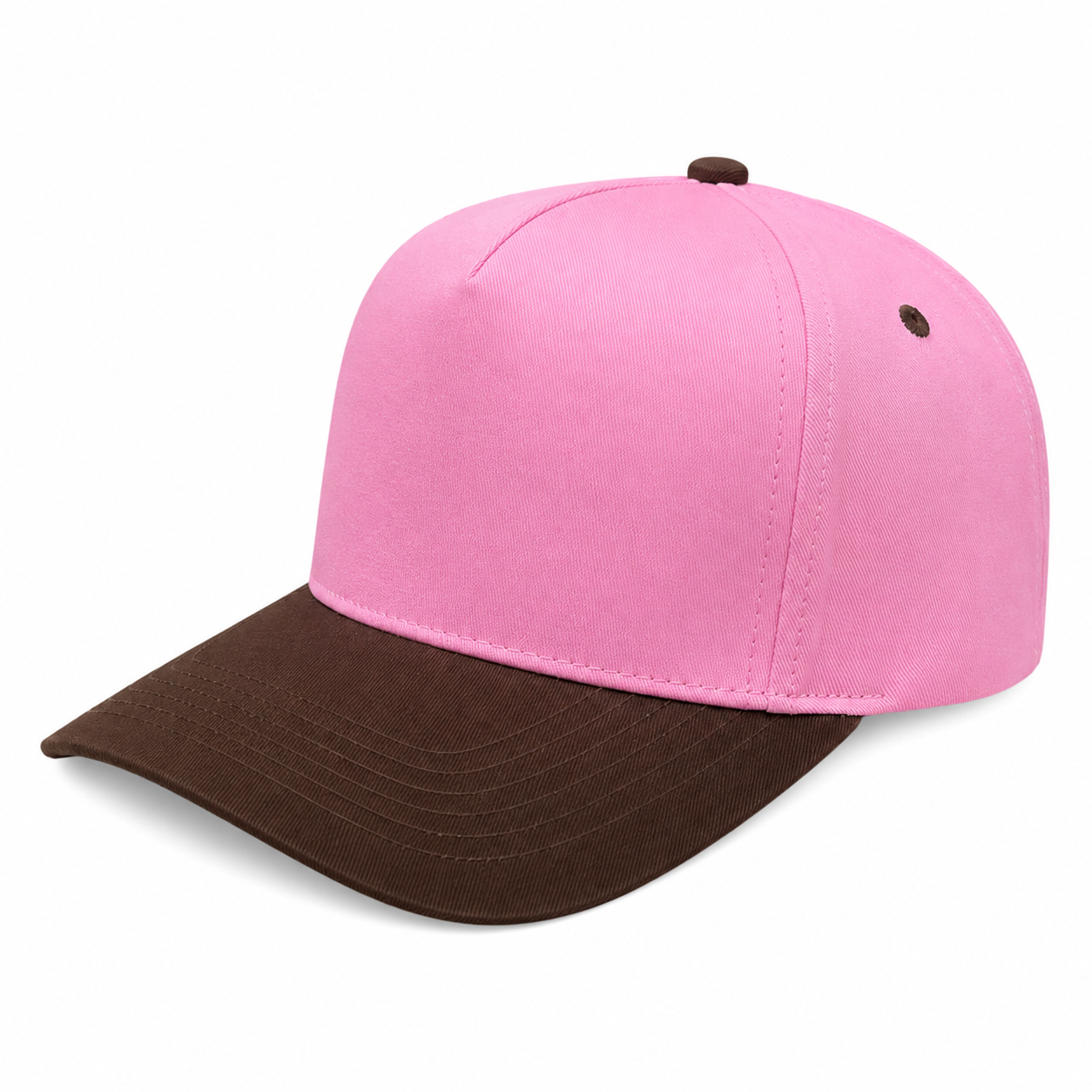 500 5 Panel Two-Tone Structured Snapback Cap Pink Brown