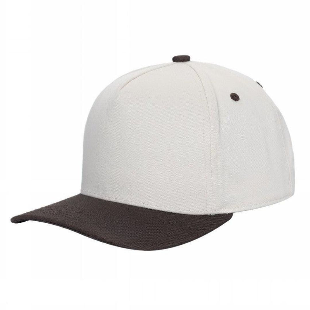 500 5 Panel Two-Tone Structured Snapback Cap Tan Brown