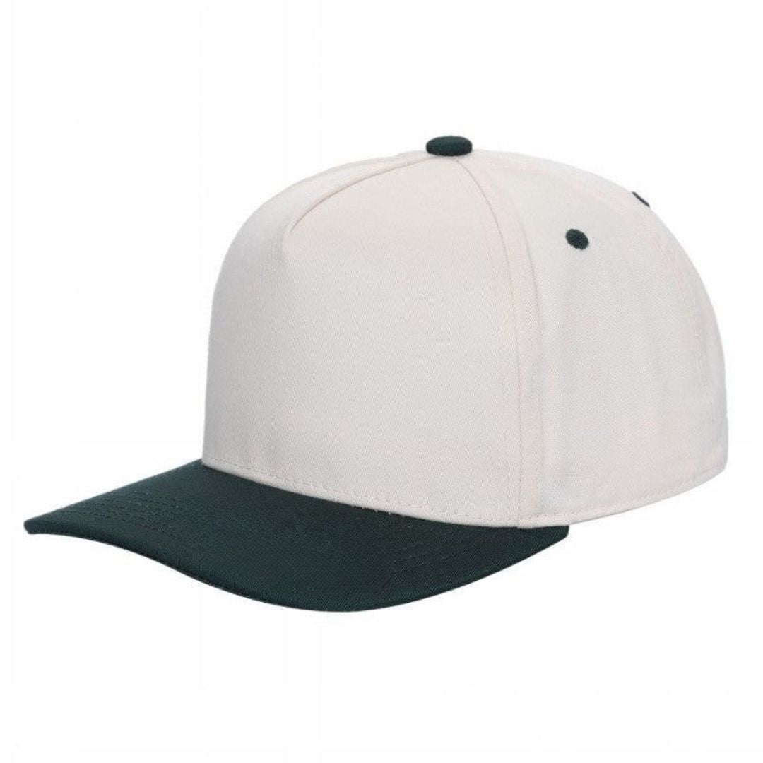 500 5 Panel Two-Tone Structured Snapback Cap Tan Dark Green