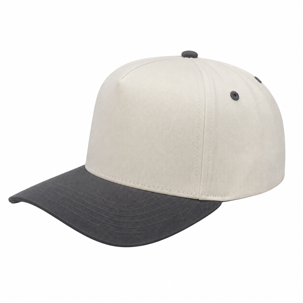 500 5 Panel Two-Tone Structured Snapback Cap Tan Grey