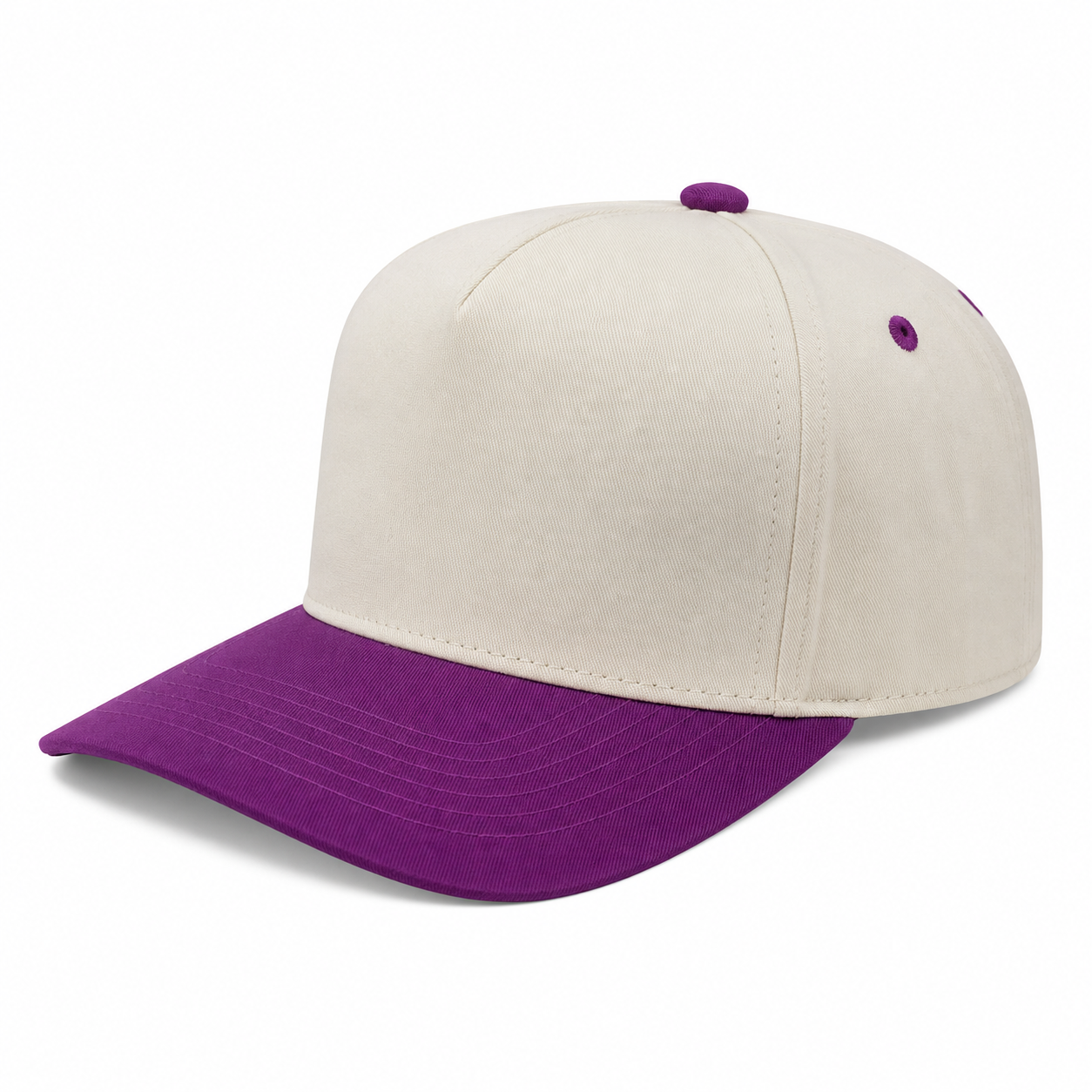 500 5 Panel Two-Tone Structured Snapback Cap Tan Magenta