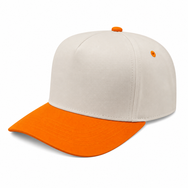 500 5 Panel Two-Tone Structured Snapback Cap Tan Orange