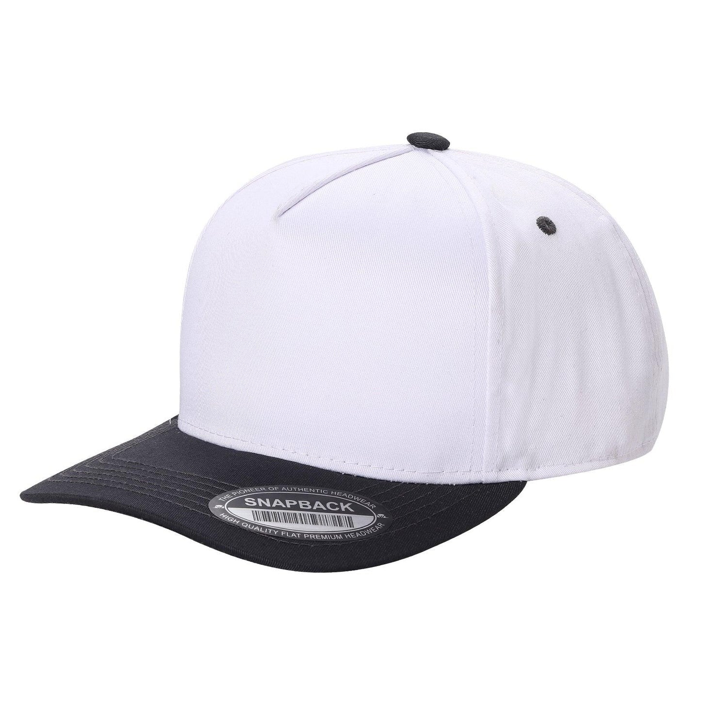 500 5 Panel Two-Tone Structured Snapback Cap White Black