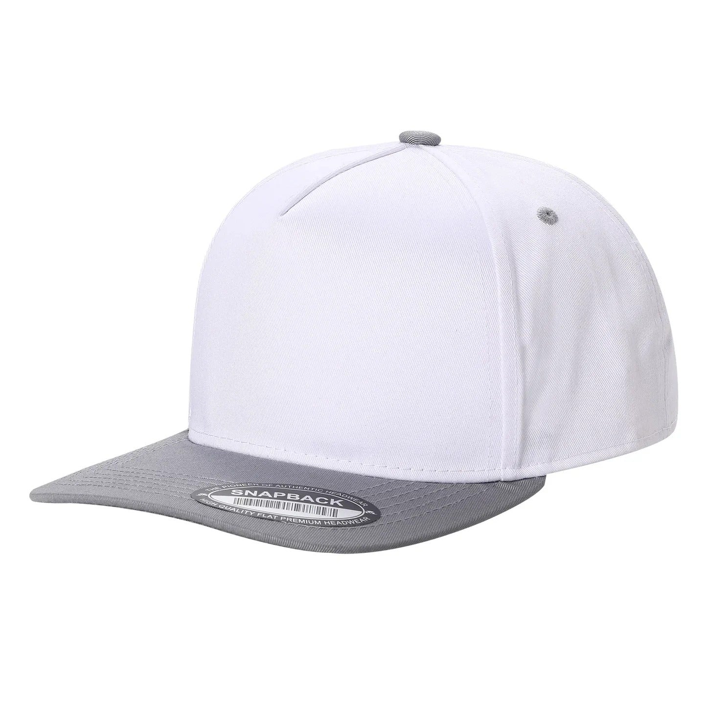 500 5 Panel Two-Tone Structured Snapback Cap White Light Grey