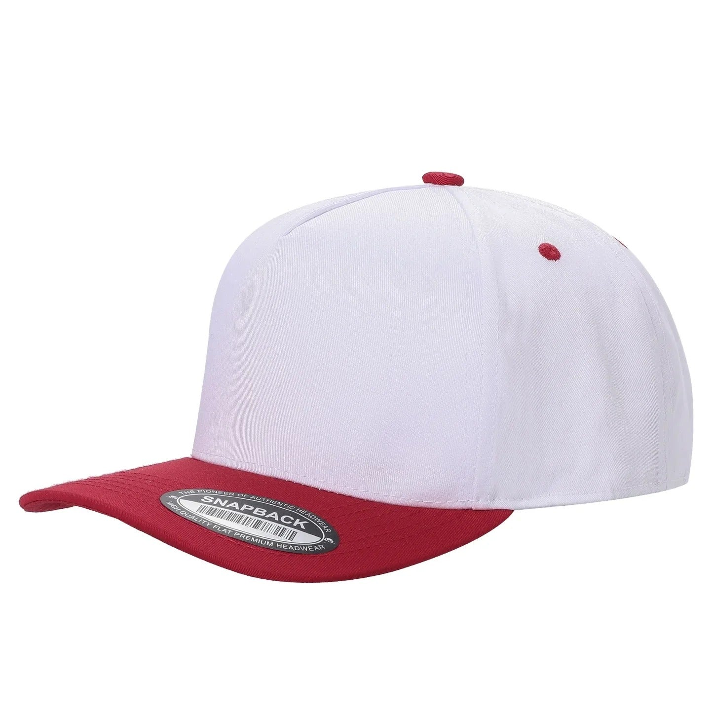 500 5 Panel Two-Tone Structured Snapback Cap White Red