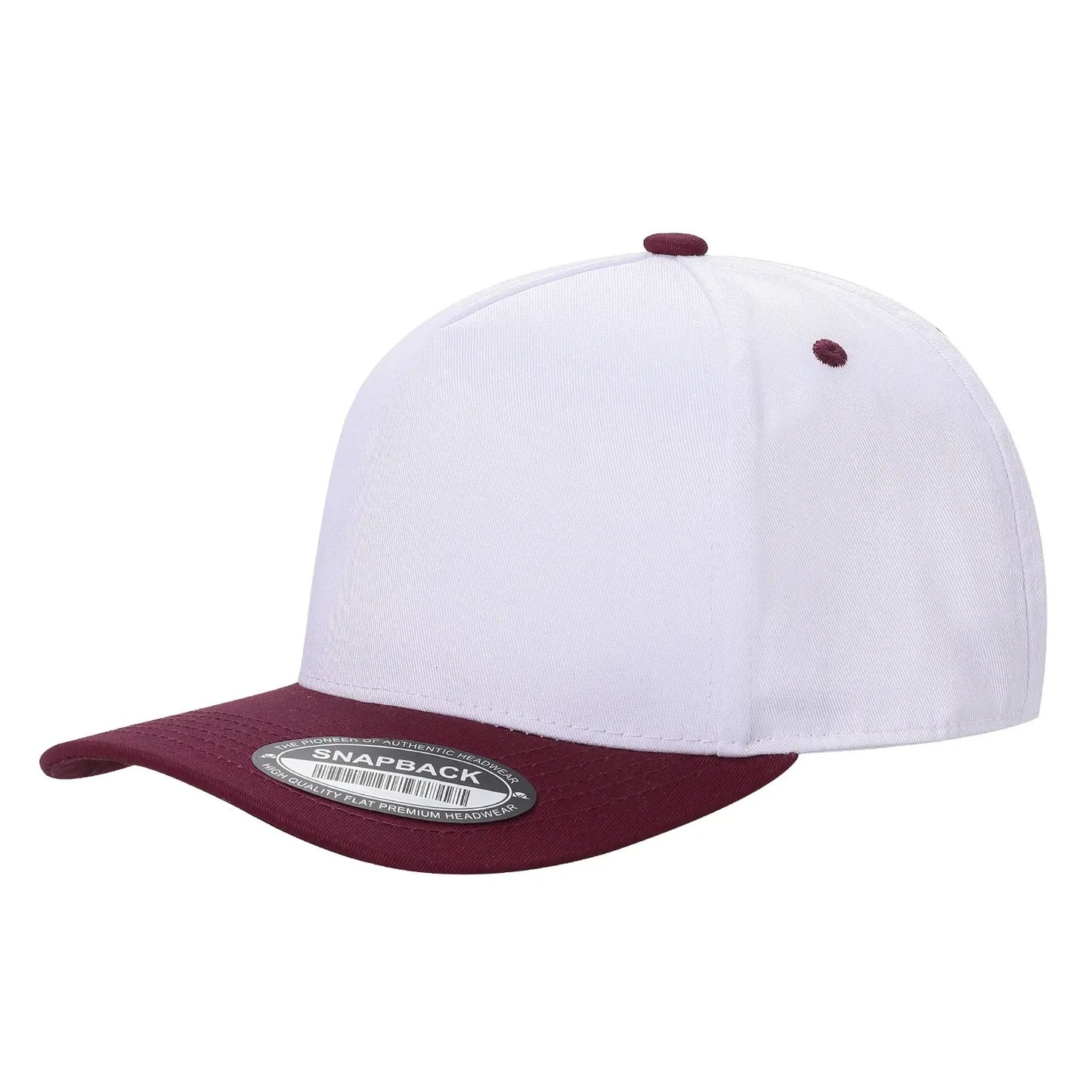 500 5 Panel Two-Tone Structured Snapback Cap White Wine