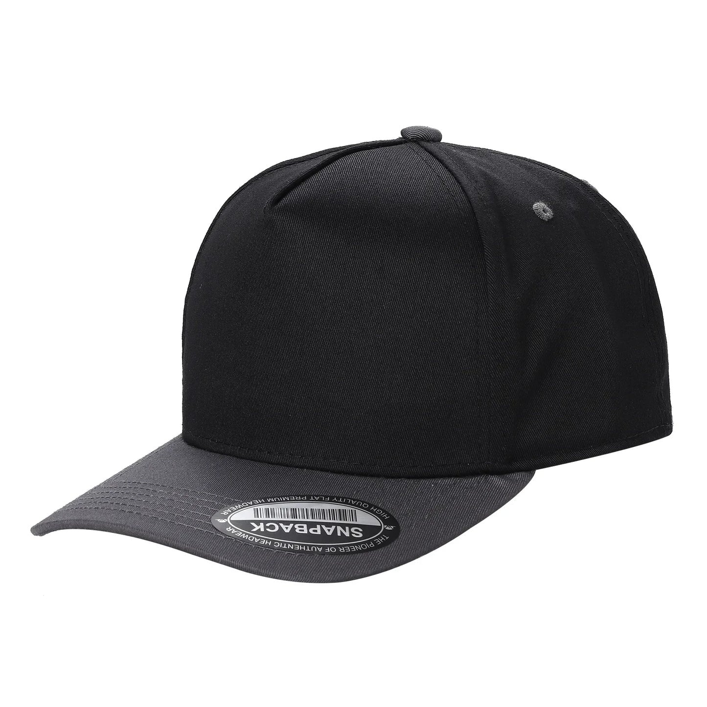 500 5 Panel Two-Tone Structured Snapback Cap Black Charcoal