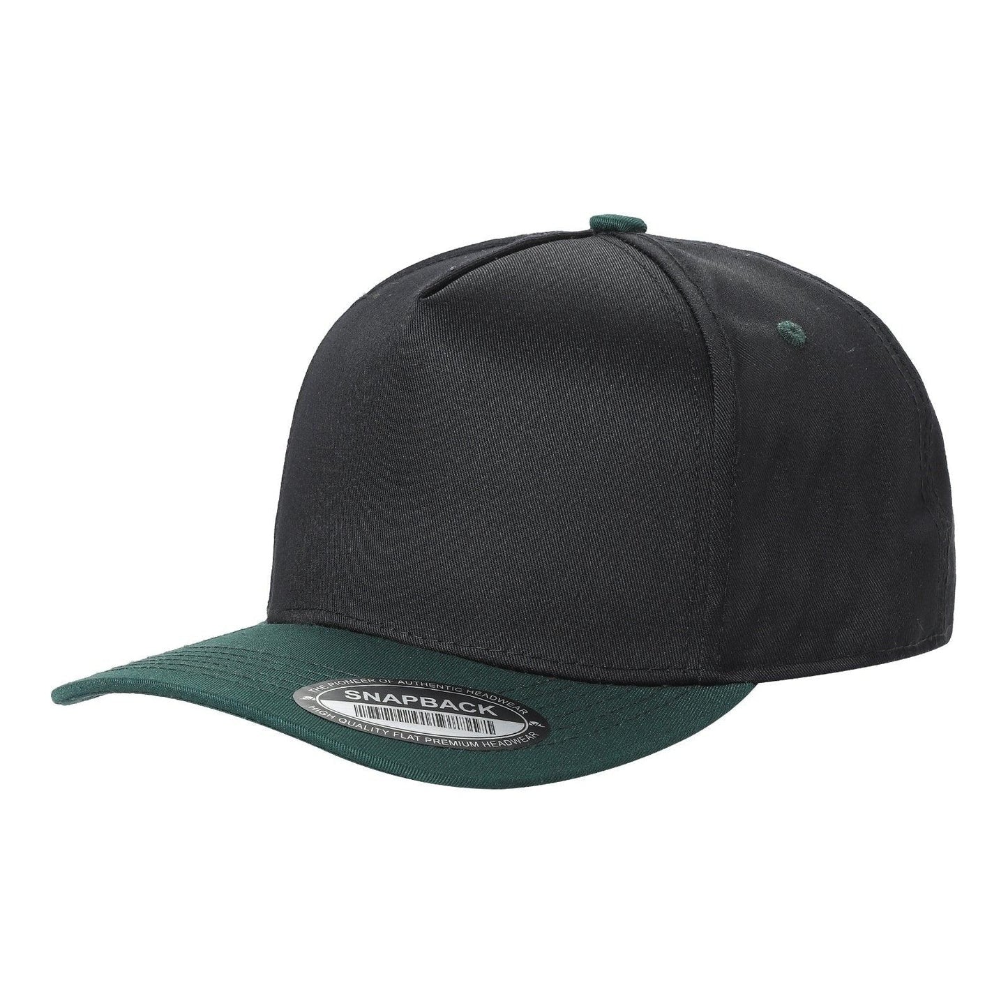 500 5 Panel Two-Tone Structured Snapback Cap Black Dark Green