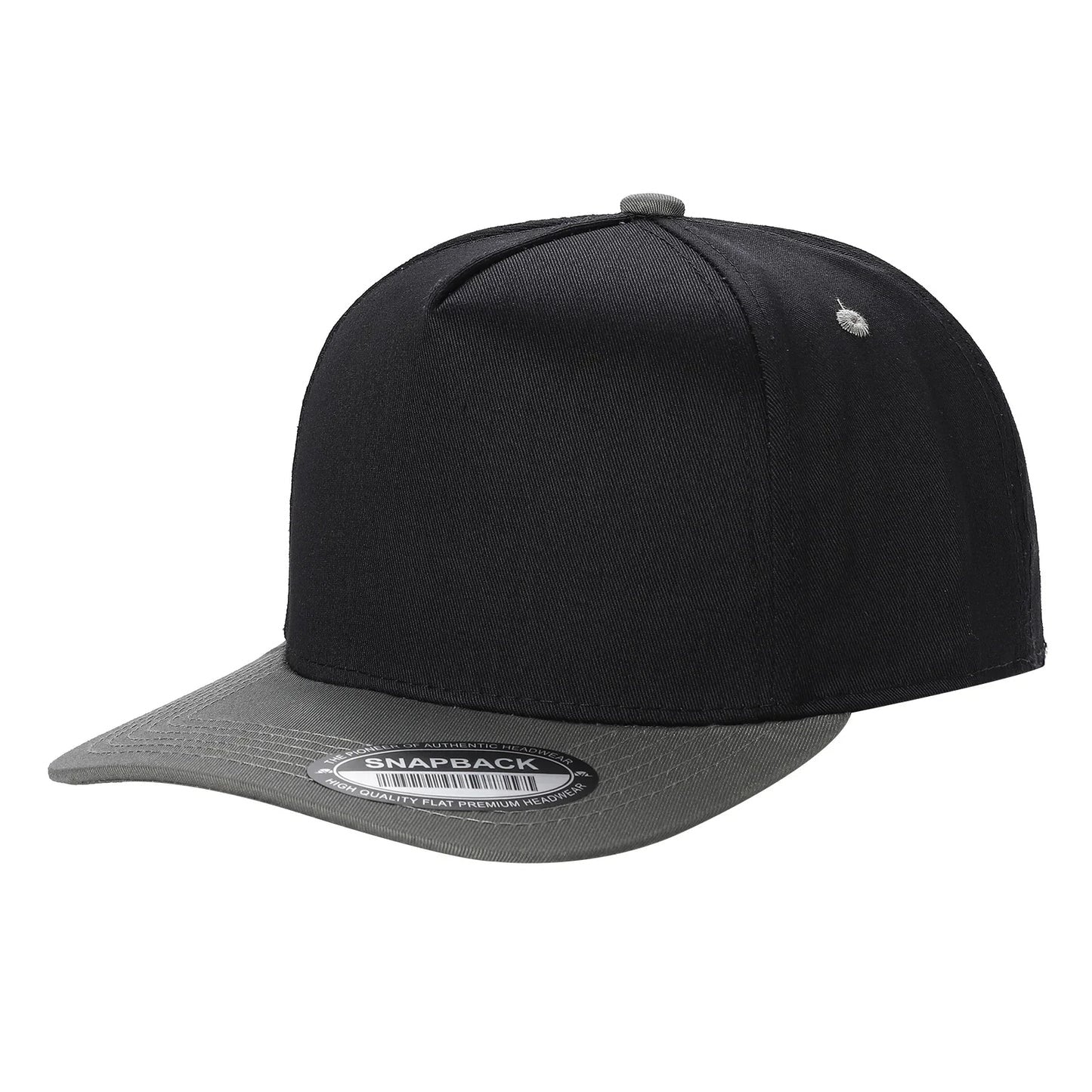 500 5 Panel Two-Tone Structured Snapback Cap Black Dark Grey