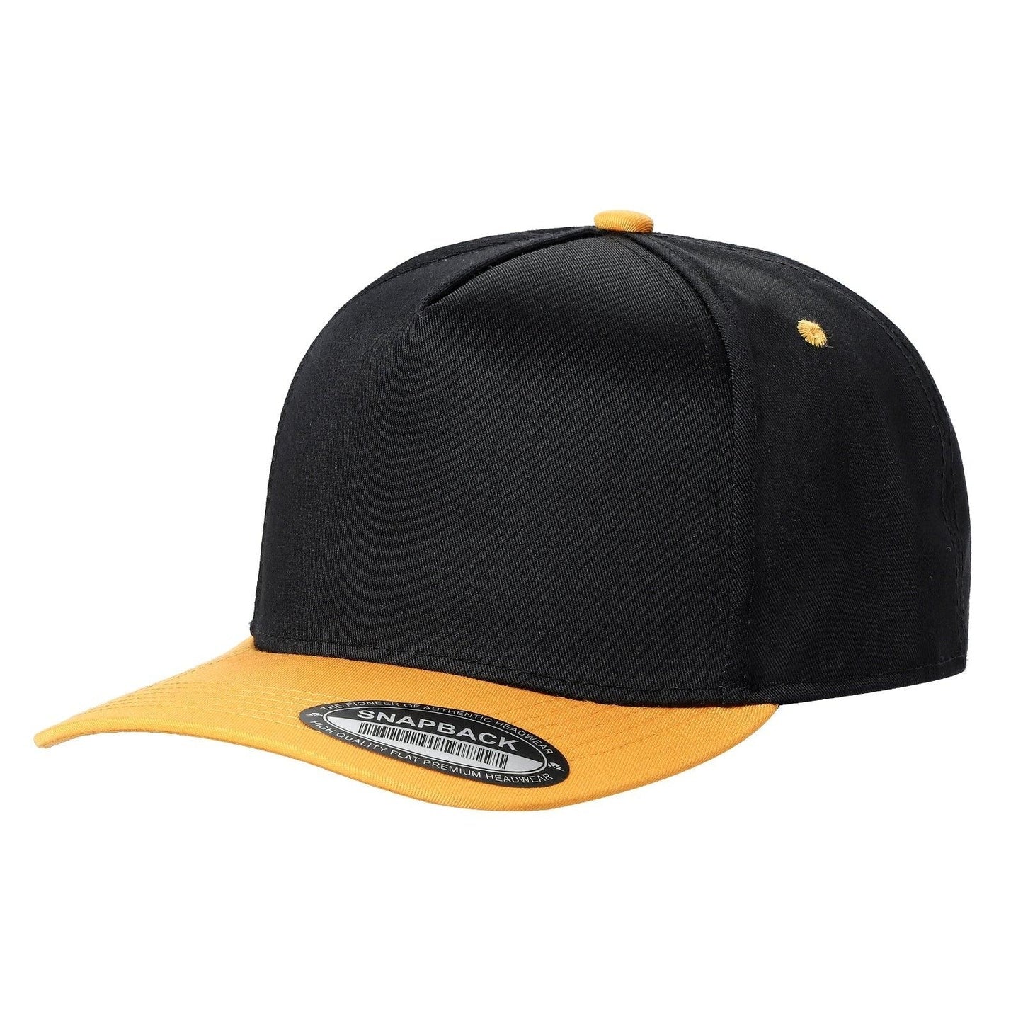 500 5 Panel Two-Tone Structured Snapback Cap Black Gold