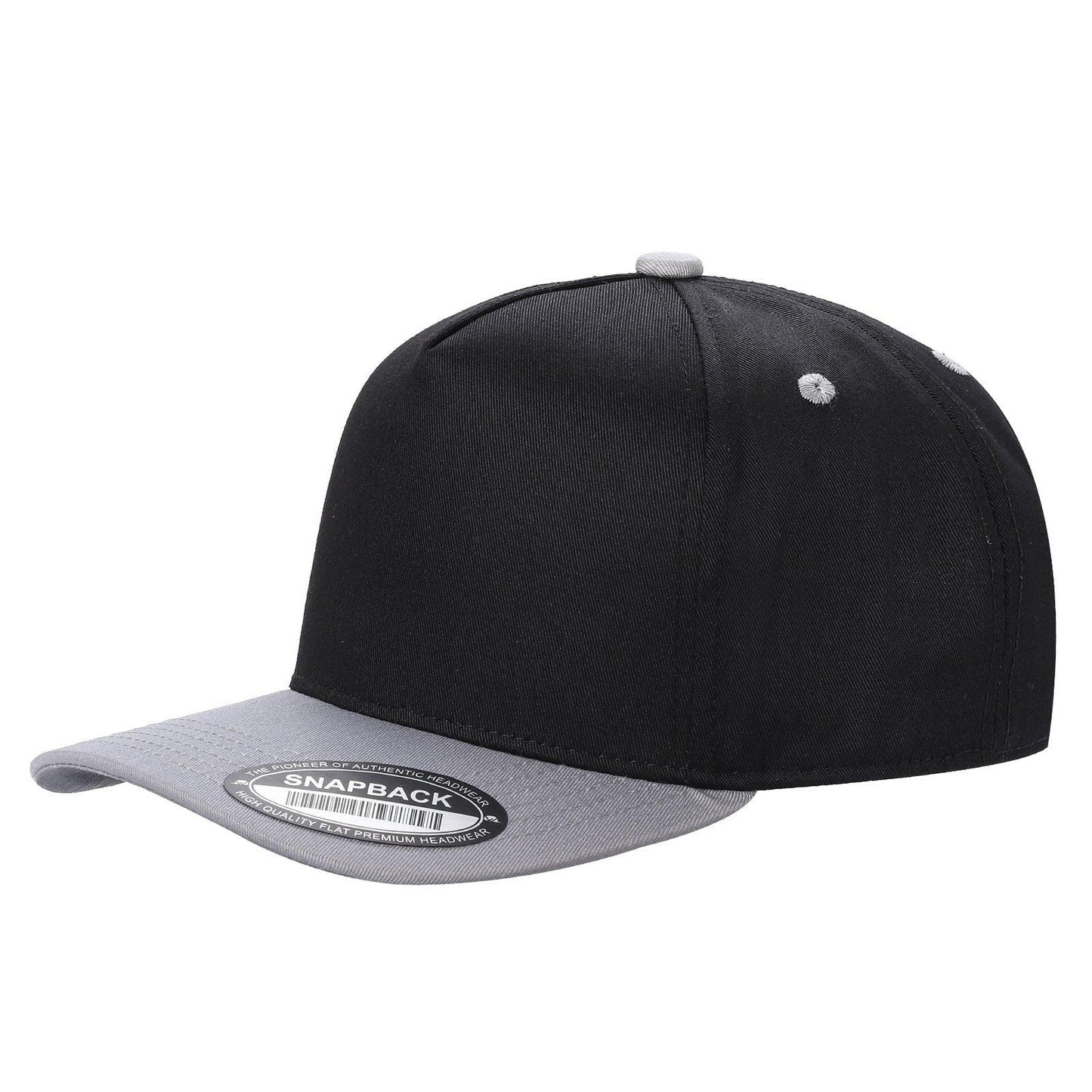 500 5 Panel Two-Tone Structured Snapback Cap Black Light Grey