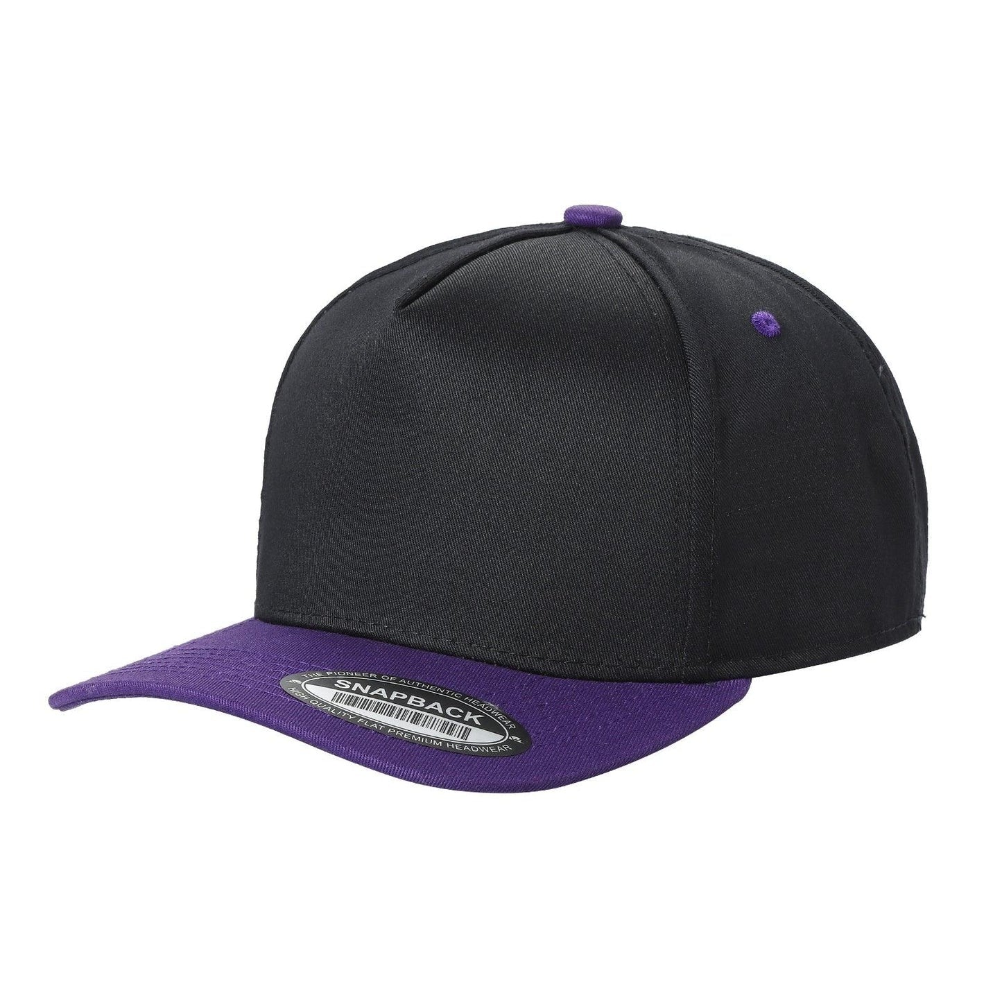 500 5 Panel Two-Tone Structured Snapback Cap Black Purple