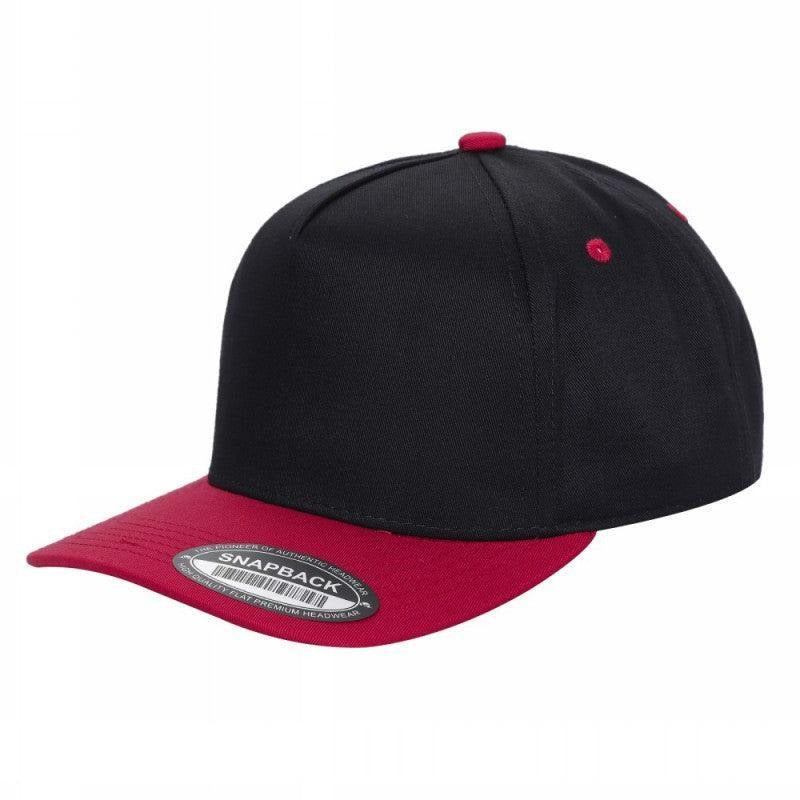 500 5 Panel Two-Tone Structured Snapback Cap Black Red