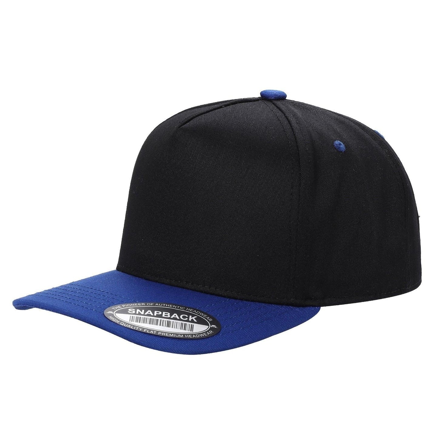 500 5 Panel Two-Tone Structured Snapback Cap Black Royal